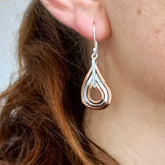 Copper silver teadrop unusual earring